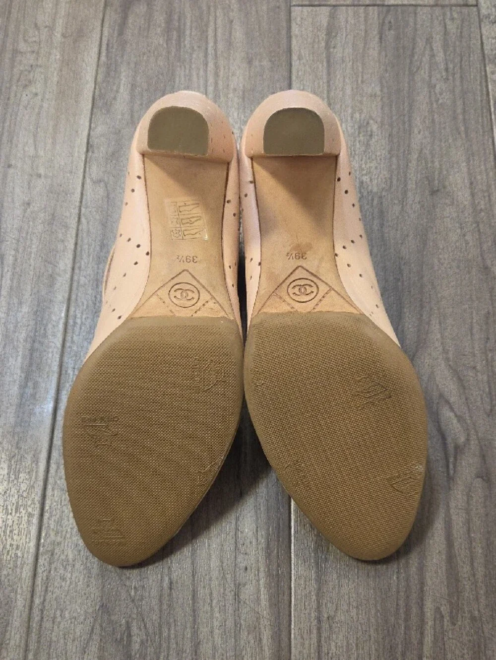 CHANEL Light Pink Peep-Toe Mary Jane Heels with Ankle Strap